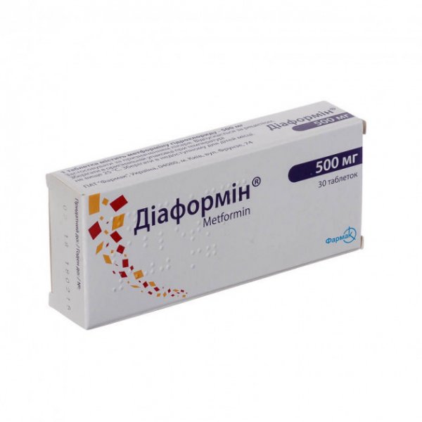 Діаформін таблетки по 500 мг №30 (10х3)