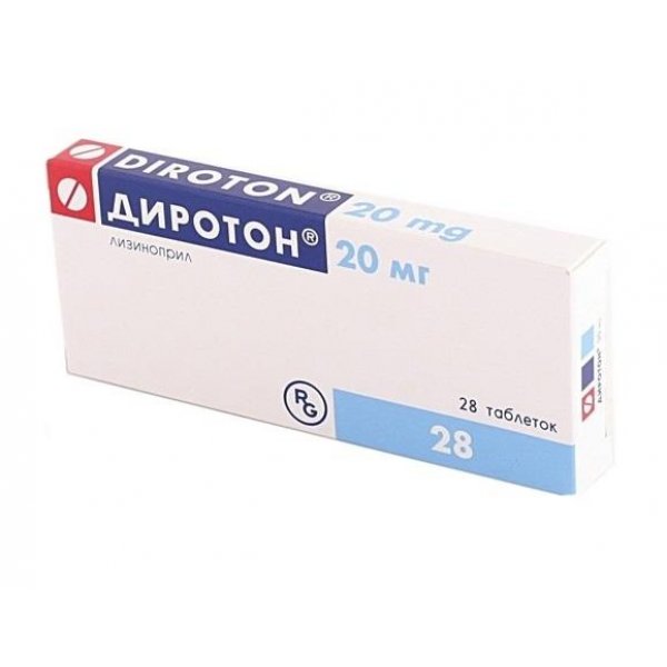 Диротон таблетки по 20 мг №28 (14х2)