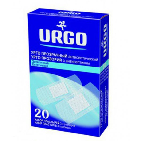 Набір пластирів медичних Urgo Прозорий на полімерній основі з антисептиком, 20 штук