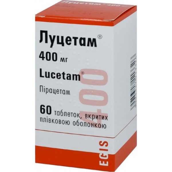 Луцетам таблетки, в/плів. обол. по 400 мг №60 у флак.