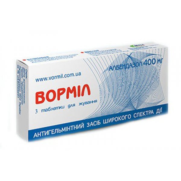 Ворміл таблетки д/жув. по 400 мг №3