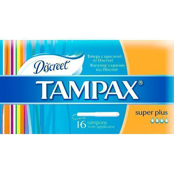 Тампони Tampax Super Plus з аплікатором, 4 краплі, 16 штук
