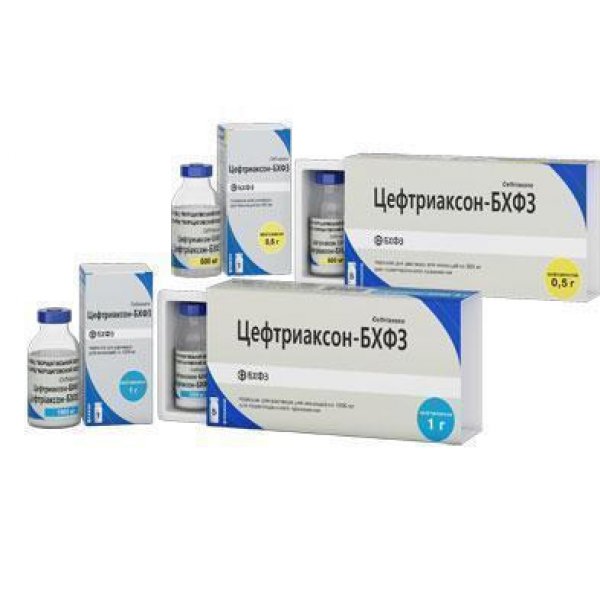 Цефтриаксон-БХФЗ порошок для р-ну д/ін. по 500 мг №1 у флак. у пач.