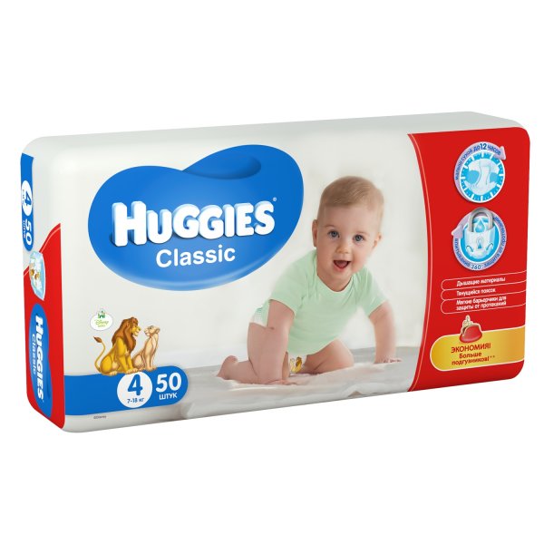 HUGGIES Classic 4 макси 7-16кг N50 джамбо