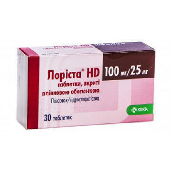 Лоріста HD таблетки, в/плів. обол. по 100 мг/25 мг №30 (10х3)