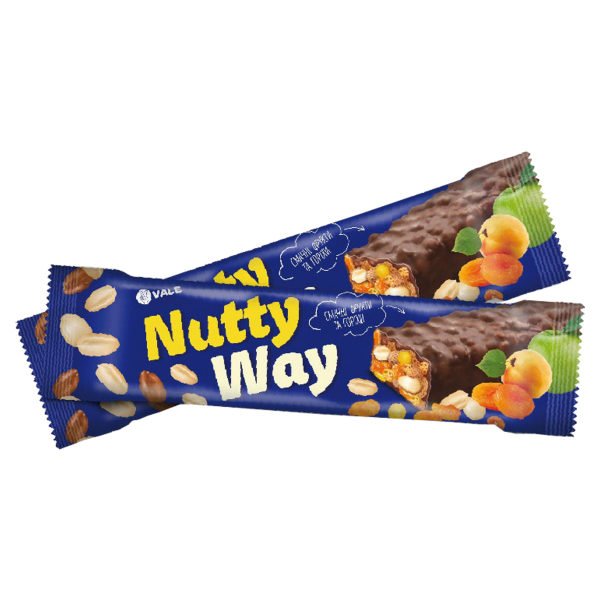 Nutty Way горіховий  батончик-мюсли с фруктами глузурованими (синий)