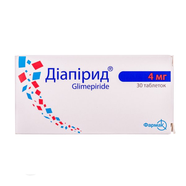 Діапірид таблетки по 4 мг №30 (10х3)