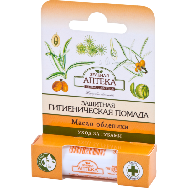 Гігієнічна помада Зелена Аптека Захисна з олією обліпихи, 3,6 г