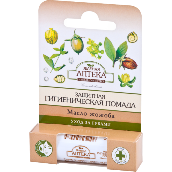 Гігієнічна помада Зелена Аптека Захисна з олією жожоба, 3,6 г