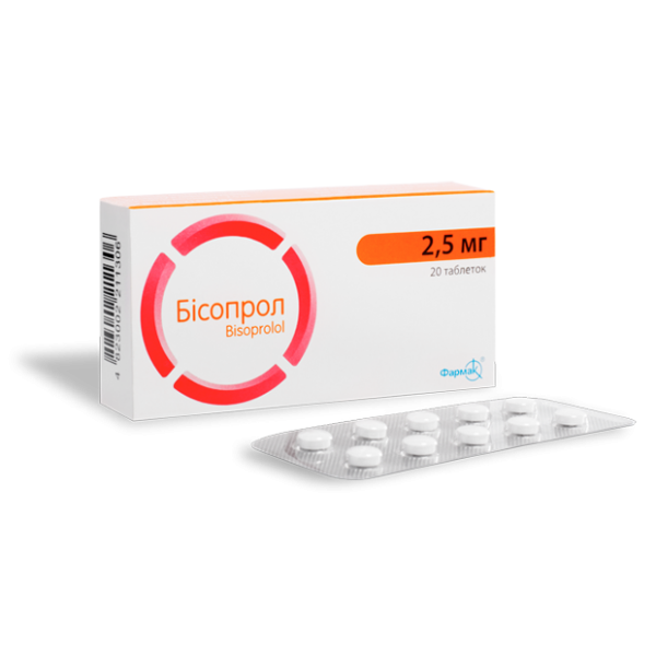 Бісопрол таблетки по 2.5 мг №20 (10х2)