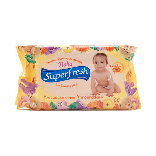 Super Fresh Серветки вологі для дітей та мам 60 шт.