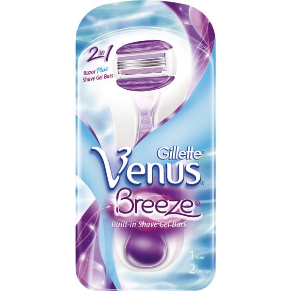Бритва Venus Breeze з 2 змінними картриджами з вбудованими смужками з гелем для гоління