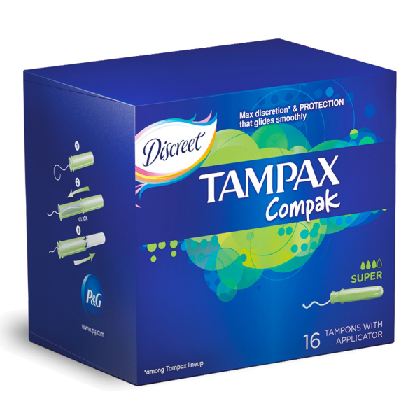 Тампони Tampax Compak Super з аплікатором, 3 краплі, 16 штук