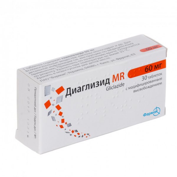 Діаглізид MR таблетки з модиф. вивіл. по 60 мг №30 (10х3)