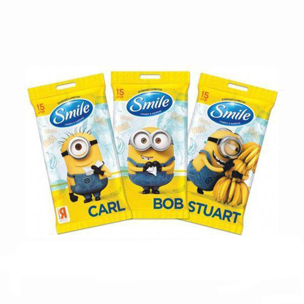 Серветки вологі Smile Minions Mix, 15 штук