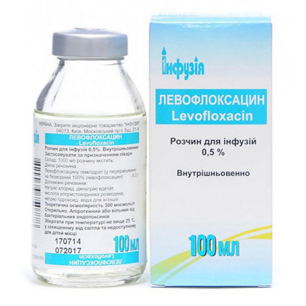 Левофлоксацин розчин д/інф. 500 мг/100 мл по 100 мл у конт.