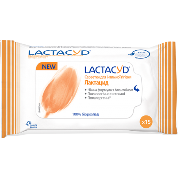 Серветки для інтимної гігієни Lactacyd, 15 штук
