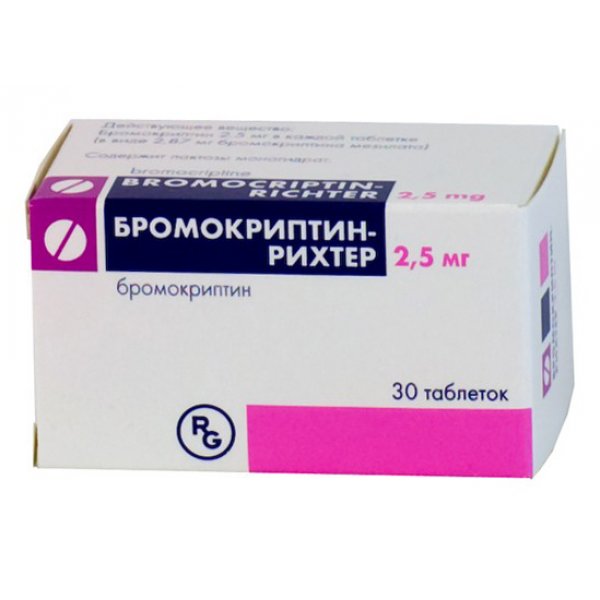 Бромокриптин-Ріхтер таблетки по 2.5 мг №30 у флак.