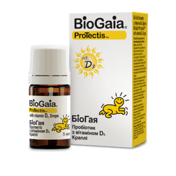 БіоГая ПроТектіс краплі з вітаміном D3 по 5 мл у флак.