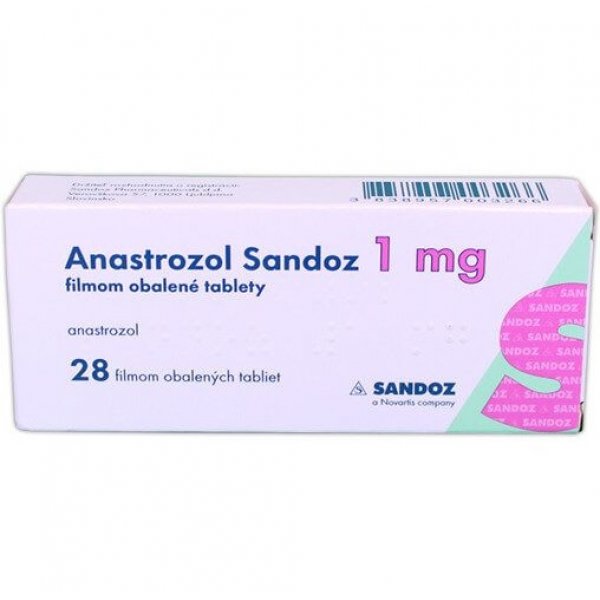 Анастрозол Сандоз таблетки, в/плів. обол. по 1 мг №28 (14х2)