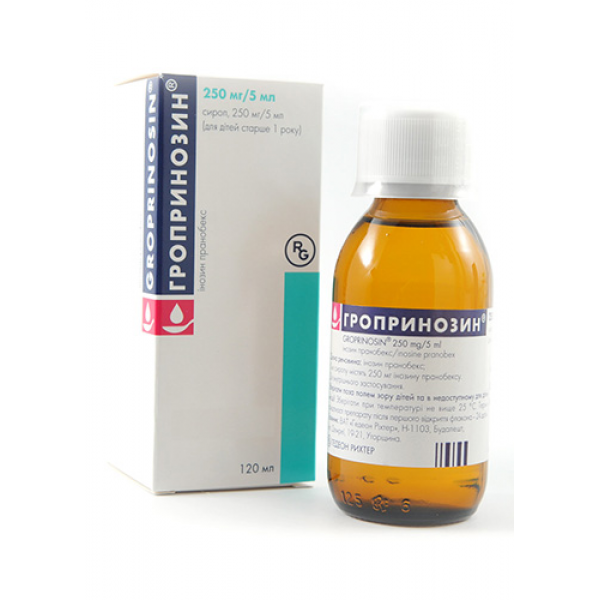 Гропринозин-Ріхтер сироп 250 мг/5 мл по 150 мл у флак.