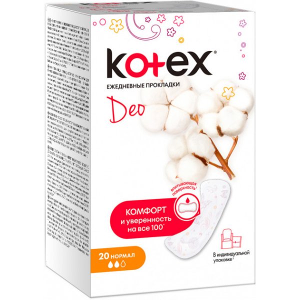 Kotex прокладки щоденні normal deo liners IFW 20х16