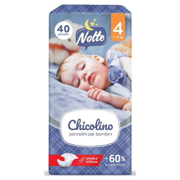 Підгузники Chicolino Night, розмір 4, від 7 до 14 кг, 40 шт