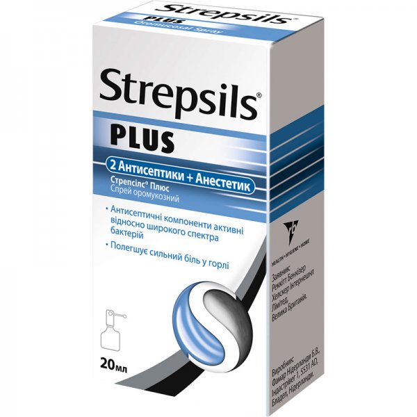Стрепсілс плюс спрей оромукоз. по 20 мл у флак.