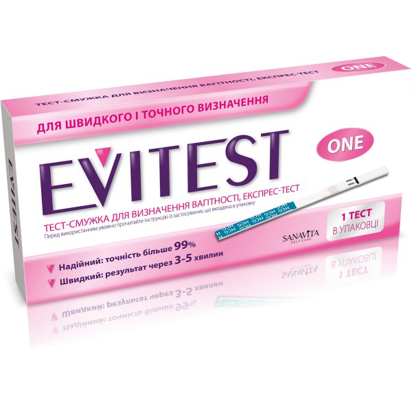 Тест-смужка Evitest One для визначення вагітності, 1 штука