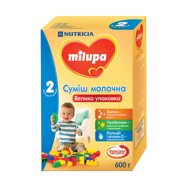 Суха молочна суміш Milupa 2 для дітей від 6 до 12 місяців, 600 г