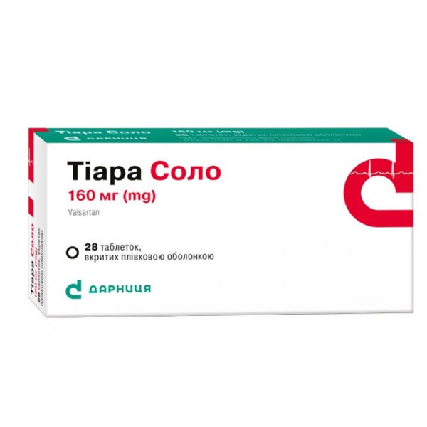Тіара соло таблетки, в/плів. обол. по 160 мг №28 (14х2)