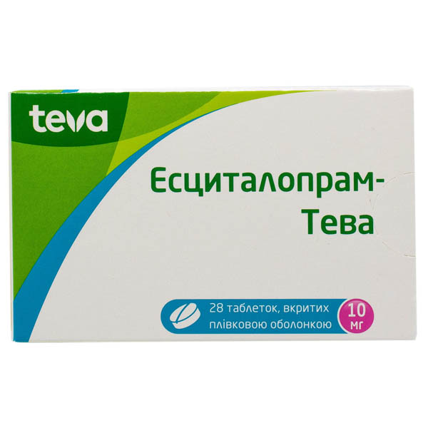 Есциталопрам-Тева таблетки, в/плів. обол. по 10 мг №28 (14х2)