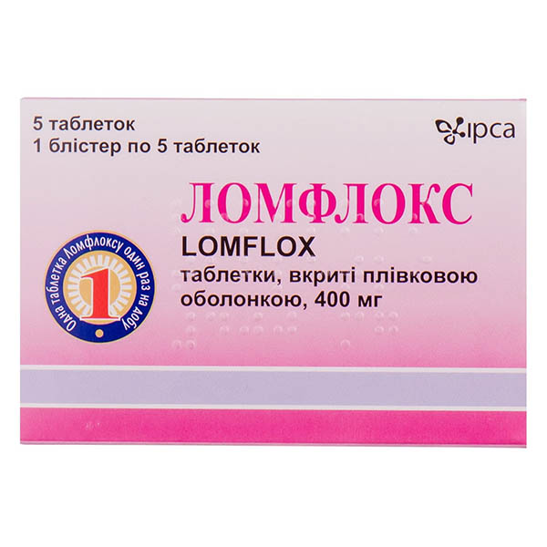 Ломфлокс таблетки, в/плів. обол. по 400 мг №5