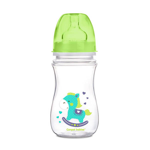 CANPOL BABIES Пляшка з широким отвором антиколікова Easystart - Кольорові звірята 240 мл