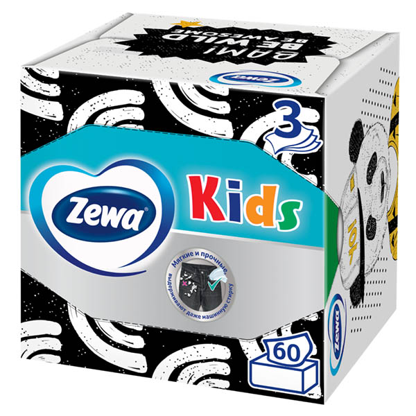 Косметичні серветки Zewa Kids Zoo 3 шари 60шт