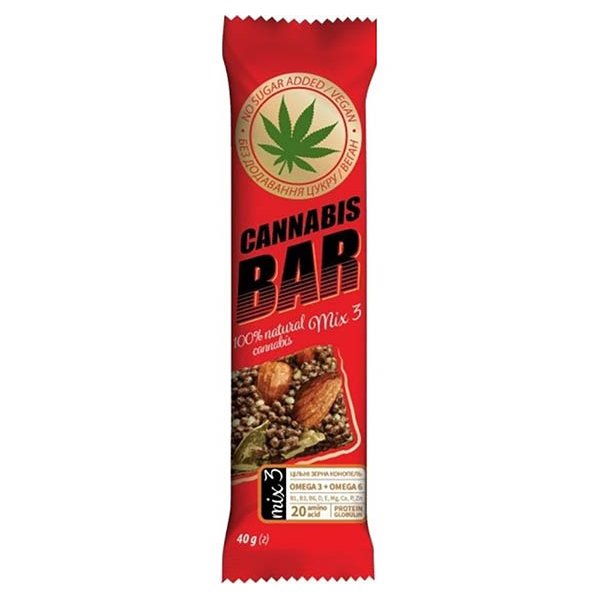 Cannabis bar Батончик--мюслі з горіховим міксом + насіння канабісу 40г