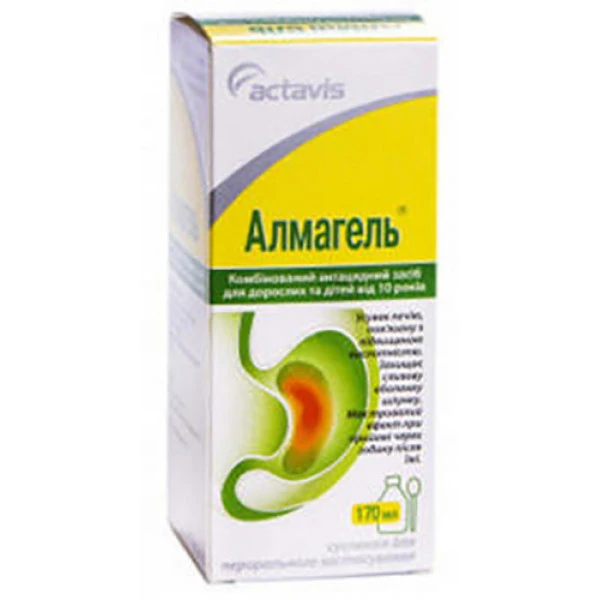 Алмагель суспензія ор. по 170 мл у флак.