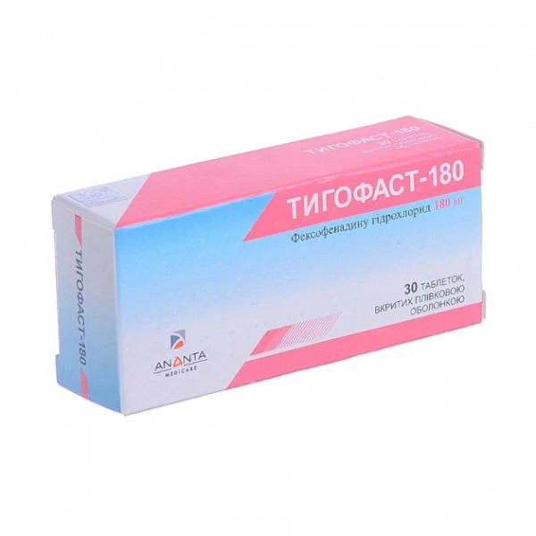 Тигофаст-180 таблетки, в/плів. обол. по 180 мг №30 (10х3)