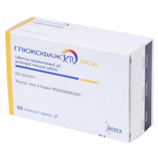 Глюкофаж XR таблетки прол./д. по 500 мг №60 (15х4)