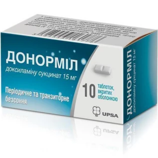 Донорміл таблетки, в/о по 15 мг №10 у тубах