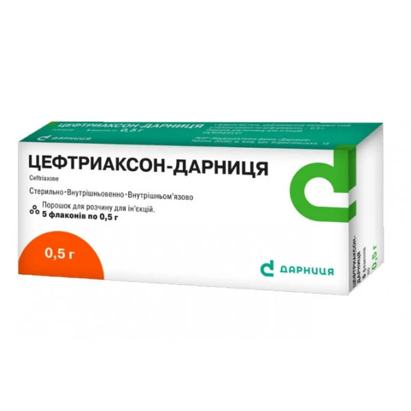 Цефтриаксон-Дарниця порошок для р-ну д/ін. по 0.5 г №5 у флак.