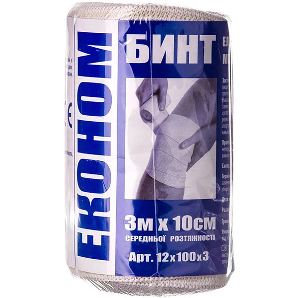 Бинт еластичний стрічковий «Білосніжка» медичний, середньої розтяжності 10 см х 3 м