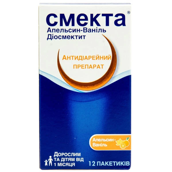 Смекта апельсин-ваніль порошок д/ор. сусп. по 3 г №12 у пак.
