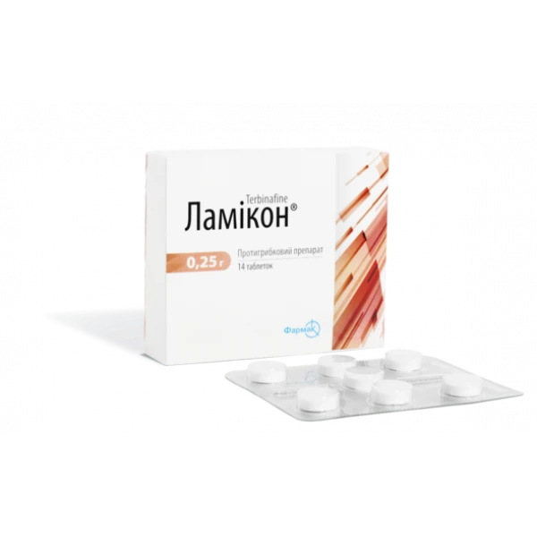 Ламікон таблетки по 0.25 г №14 (7х2)