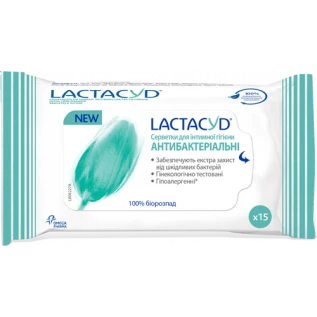 Серветки для інтимної гігієни Lactacyd Антибактеріальні, 15 штук