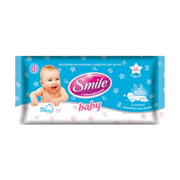 SMILE baby серветка волога з экст. ромашки, алое і вітамінами 60шт