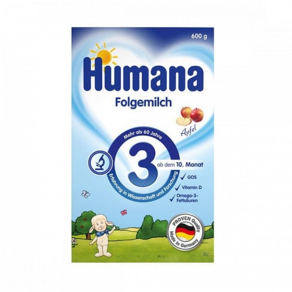 Суха молочна суміш Humana 3 з пребіотиками для подальшого годування дітей з 10 місяців, 600 г
